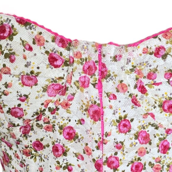 Dolce&Gabbana CORSET Pink Floral Bustier  D&G Denim Back Bustier Top Size Small - Picture 9 of 16